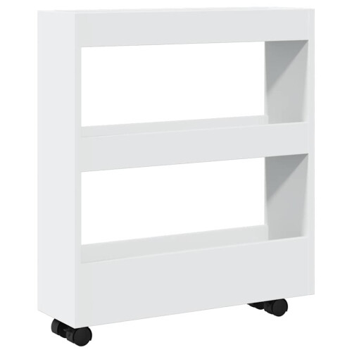 Berkfield Narrow Storage Trolley 3 Tier White Engineered Wood 1