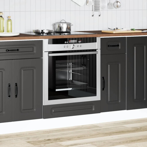 Berkfield Oven Cabinet Kalmar Black Engineered Wood 2