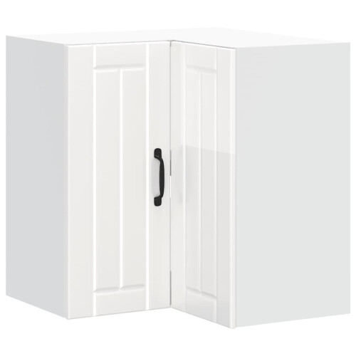 Berkfield Kitchen Wall Corner Cabinet Lucca High Gloss White Engineered Wood 1