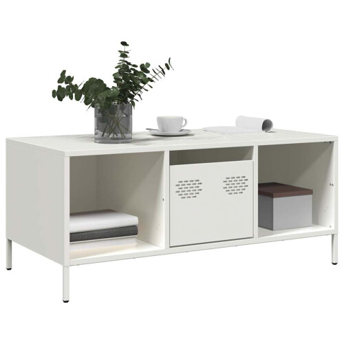 Berkfield Coffee Table White 101.5x50x43.5 cm Cold-rolled Steel 2