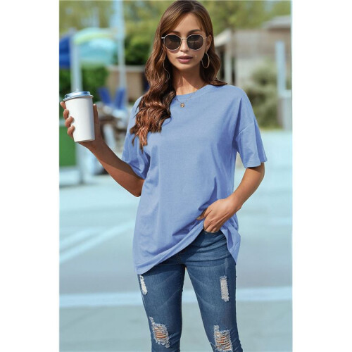 V Neck Short Sleeve Basic Tees Light  S 1