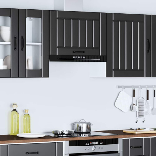 Berkfield Kitchen Wall Cabinet Lucca Black Engineered Wood 2