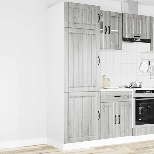 Berkfield Kitchen Cupboard Lucca Grey Sonoma Engineered Wood 1