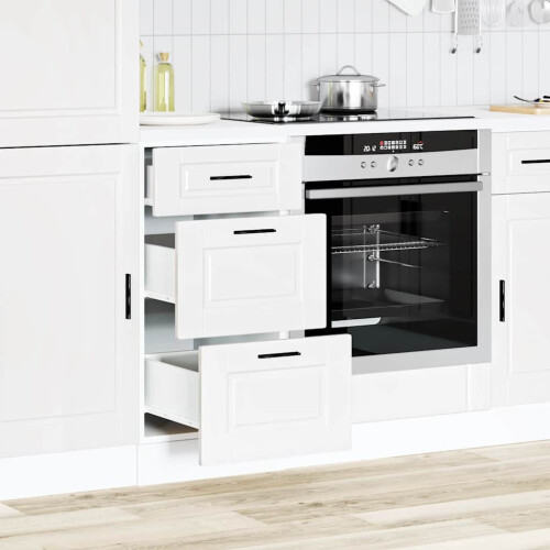 Berkfield Kitchen Base Cabinet Porto White Engineered Wood 2