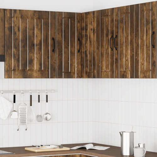 Berkfield Kitchen Wall Corner Cabinet Lucca Smoked Oak Engineered Wood 2