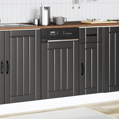 Berkfield Dishwasher Panel Lucca Black Engineered Wood 2