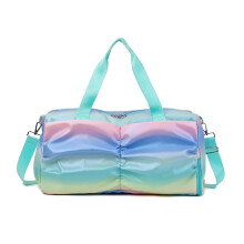 Colorful Gym Bag for Women with Shoe Compartment and Dry Wet Separation, Waterproof Travel Duffel Bag Blue