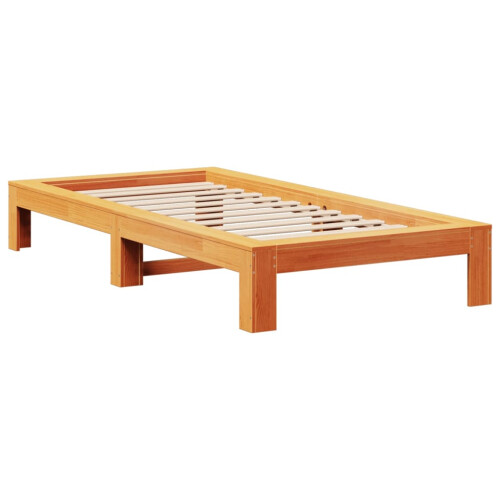 Berkfield Bed Frame without Mattress Wax Brown 75x190 cm Small Single Solid Wood Pine 2