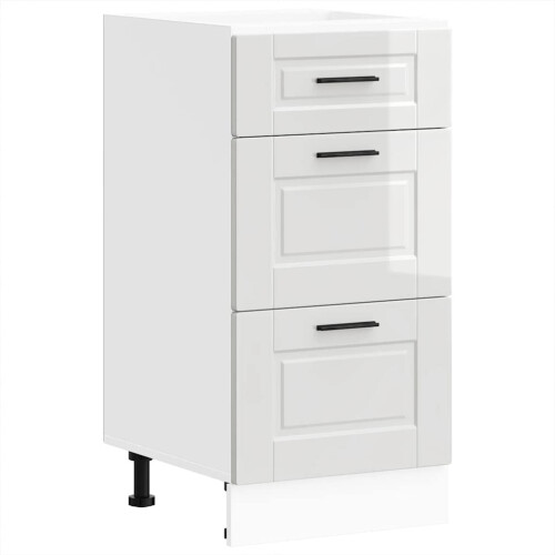 Berkfield Kitchen Base Cabinet "Porto" High Gloss White Engineered Wood 1
