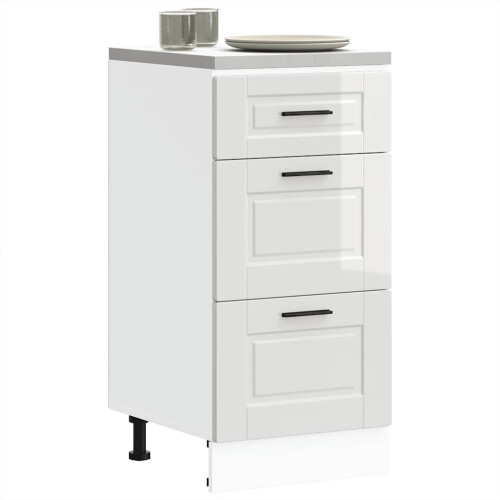 Berkfield Kitchen Base Cabinet "Porto" High Gloss White Engineered Wood 2