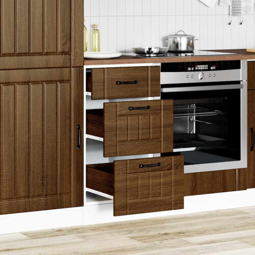 Berkfield Kitchen Base Cabinet Lucca Brown Oak Engineered Wood 2