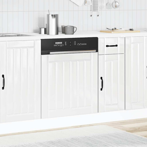Berkfield Dishwasher Panel Lucca High Gloss White Engineered Wood 2