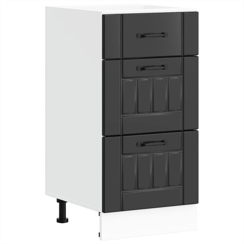 Berkfield Kitchen Base Cabinet "Lucca" Black Engineered Wood 1