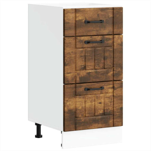 Berkfield Kitchen Base Cabinet Lucca Smoked Oak Engineered Wood 1