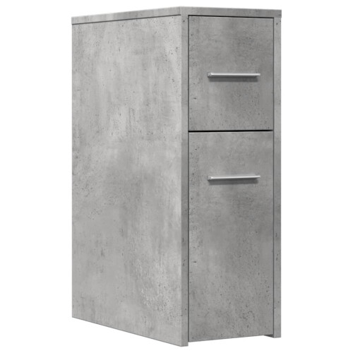 Berkfield Narrow Bathroom Cupboard with Wheels Concrete Grey Engineered Wood 1