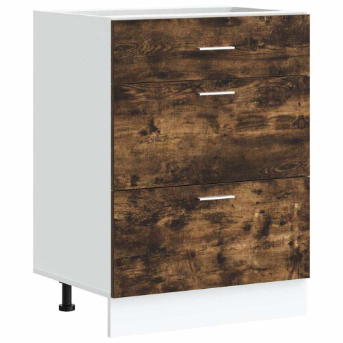 Berkfield Kitchen Base Cabinet Lyon Smoked Oak Engineered Wood 1