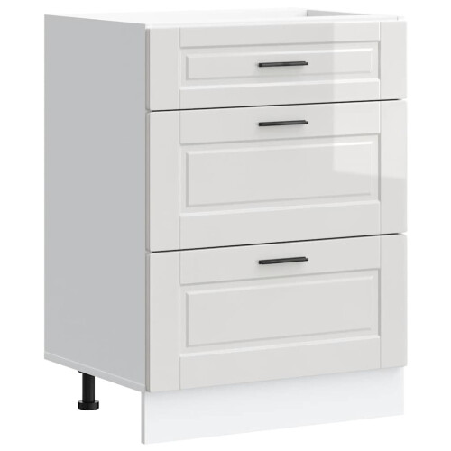 Berkfield Kitchen Base Cabinet "Porto" High Gloss White Engineered Wood 1