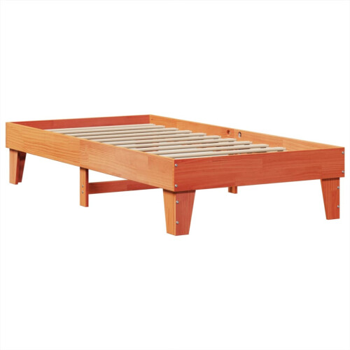 Berkfield Bed Frame without Mattress Wax Brown 75x190 cm Small Single Solid Wood Pine 2