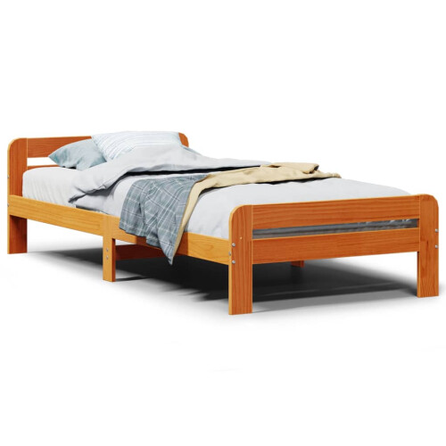 Berkfield Bed Frame without Mattress Wax Brown 75x190 cm Small Single Solid Wood Pine 1