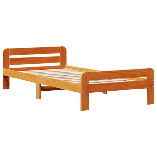Berkfield Bed Frame without Mattress Wax Brown 75x190 cm Small Single Solid Wood Pine 2