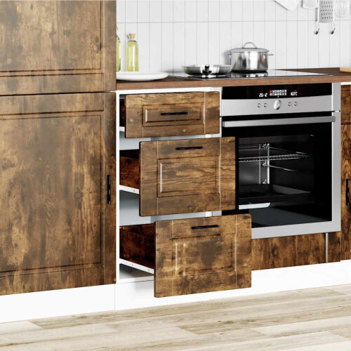 Berkfield Kitchen Base Cabinet Porto Smoked Oak Engineered Wood 2