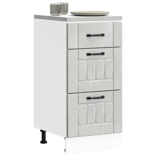 Berkfield Kitchen Base Cabinet Lucca Concrete Grey Engineered Wood 2