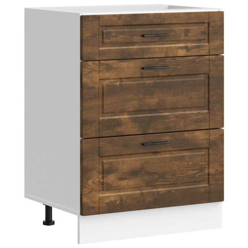 Berkfield Kitchen Base Cabinet Porto Smoked Oak Engineered Wood 1