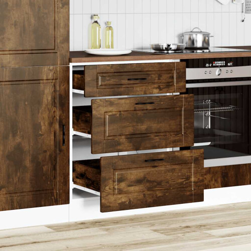 Berkfield Kitchen Base Cabinet Porto Smoked Oak Engineered Wood 2