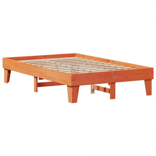 Berkfield Bed Frame without Mattress Wax Brown 135x190 cm Double Solid Wood Pine 2