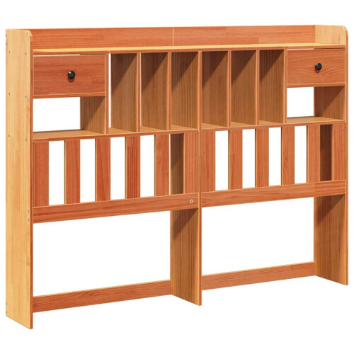 Berkfield Headboard with Storage Wax Brown 150 cm Solid Wood Pine 1