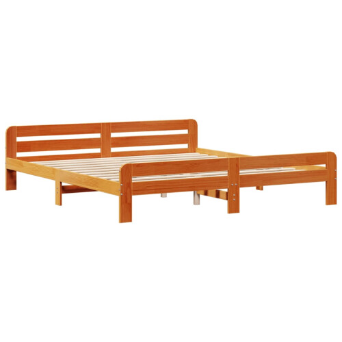 Berkfield Bed Frame without Mattress Wax Brown 200x200 cm Solid Wood Pine 2
