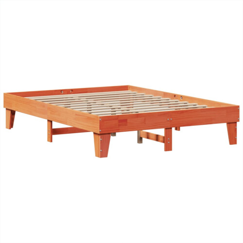 Berkfield Bed Frame without Mattress Wax Brown 150x200 cm King Size Solid Wood Pine 2