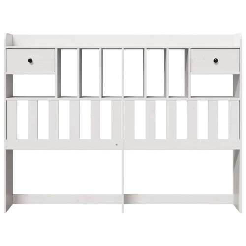 Berkfield Headboard with Storage White 150 cm Solid Wood Pine 2