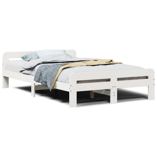 Berkfield Bed Frame without Mattress White 135x190 cm Double Solid Wood Pine 1