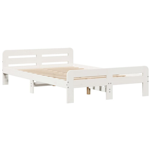 Berkfield Bed Frame without Mattress White 135x190 cm Double Solid Wood Pine 2