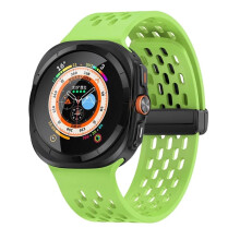 Fluorescent Green Silicone Magnetic Sport Strap with Secure Lock for Samsung Galaxy Watch Ultra 47mm