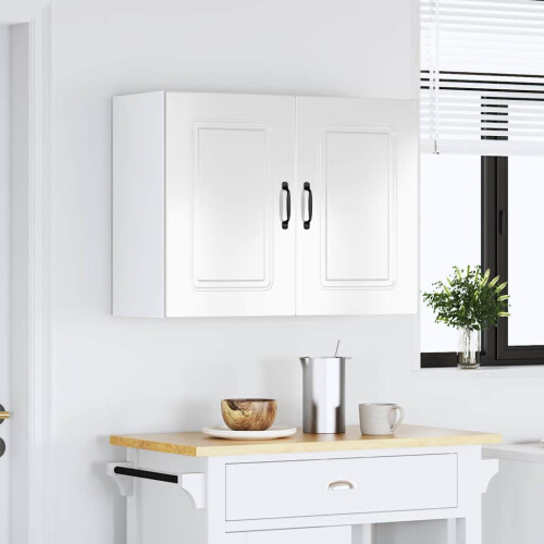 Berkfield Kitchen Wall Cabinet Kalmar High Gloss White Engineered Wood 2