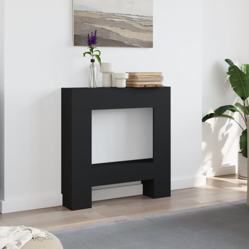 Berkfield Fireplace Surround Black 81x18x82 cm Engineered Wood 2