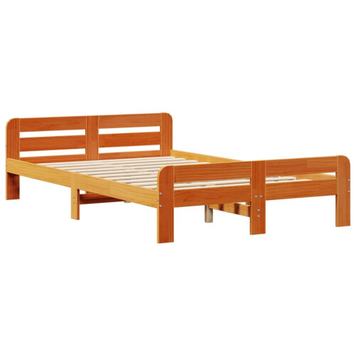 Berkfield Bed Frame without Mattress Wax Brown 135x190 cm Double Solid Wood Pine 2