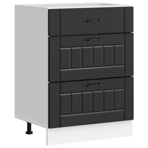 Berkfield Kitchen Base Cabinet "Lucca" Black Engineered Wood 1