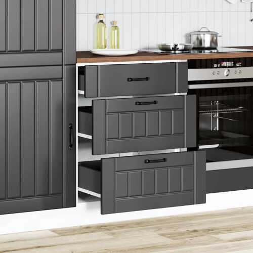 Berkfield Kitchen Base Cabinet "Lucca" Black Engineered Wood 2