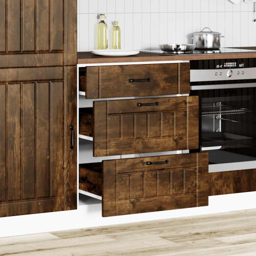 Berkfield Kitchen Base Cabinet Lucca Smoked Oak Engineered Wood 2