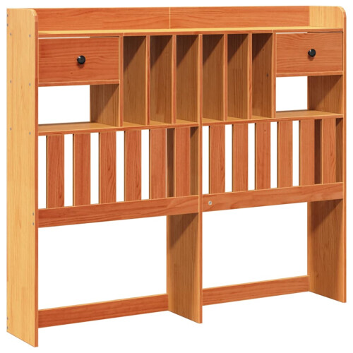 Berkfield Headboard with Storage Wax Brown 135 cm Solid Wood Pine 1