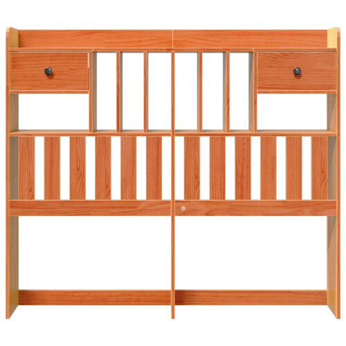 Berkfield Headboard with Storage Wax Brown 135 cm Solid Wood Pine 2