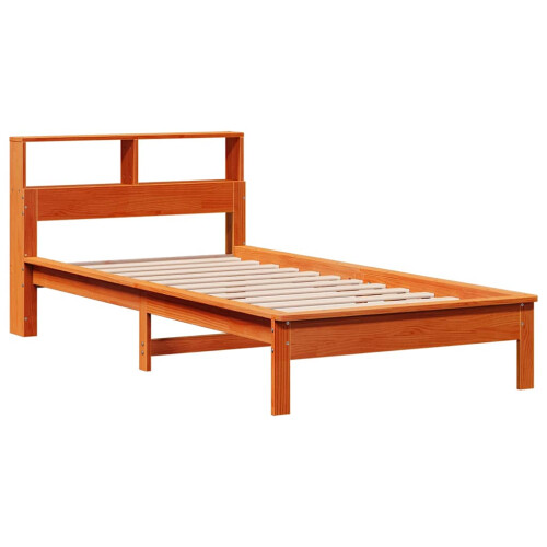 Berkfield Bookcase Bed without Mattress Wax Brown 75x190 cm Small Single Solid Wood Pine 2