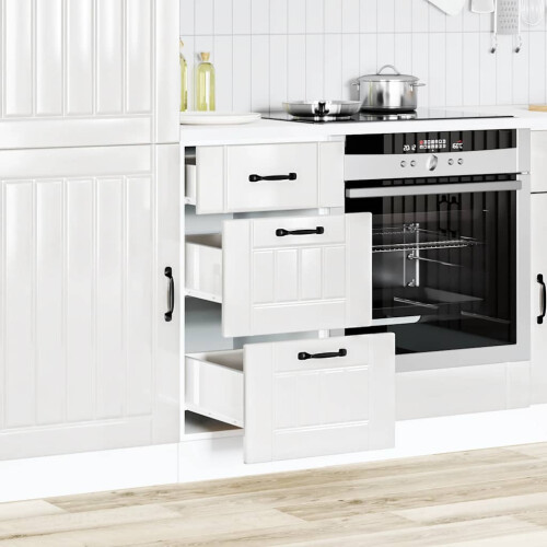 Berkfield Kitchen Base Cabinet "Lucca" High Gloss White Engineered Wood 2