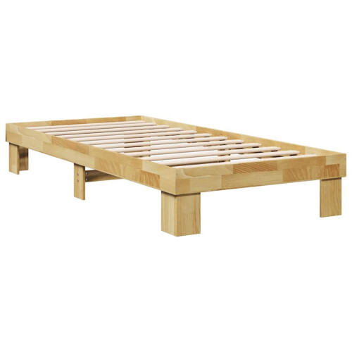 Berkfield Bed Frame without Mattress 75x190 cm Small Single Solid Wood Oak 2