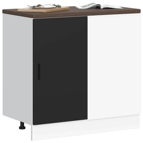 Berkfield Kitchen Base Cabinet Lyon Black Engineered Wood 2