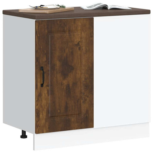 Berkfield Kitchen Base Cabinet Kalmar Smoked Oak Engineered Wood 2