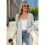 Long-Sleeved Knitted Cardigan Light Gray XL 7
